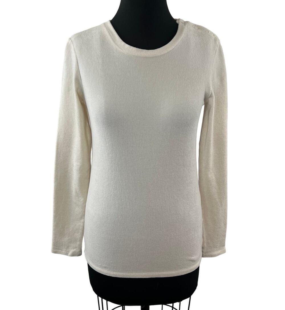 MAJESTIC FILATURES Cotton Cashmere Sweater Crewneck Long Sleeve Pullover 1 S